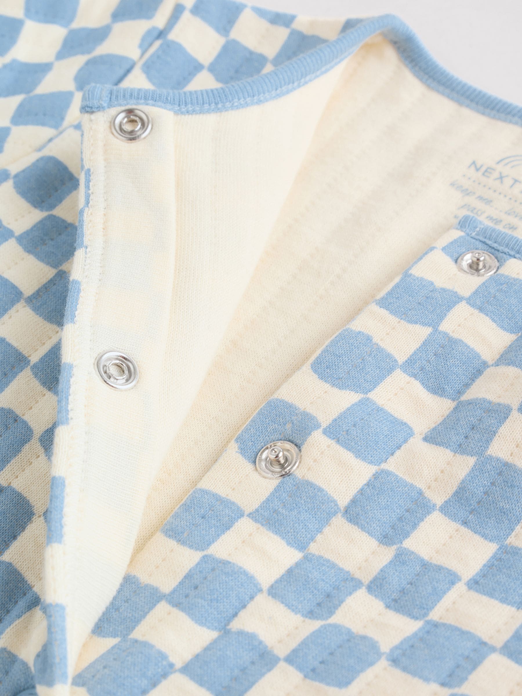 Blauw - 2 Doorgestikte babypyjama's