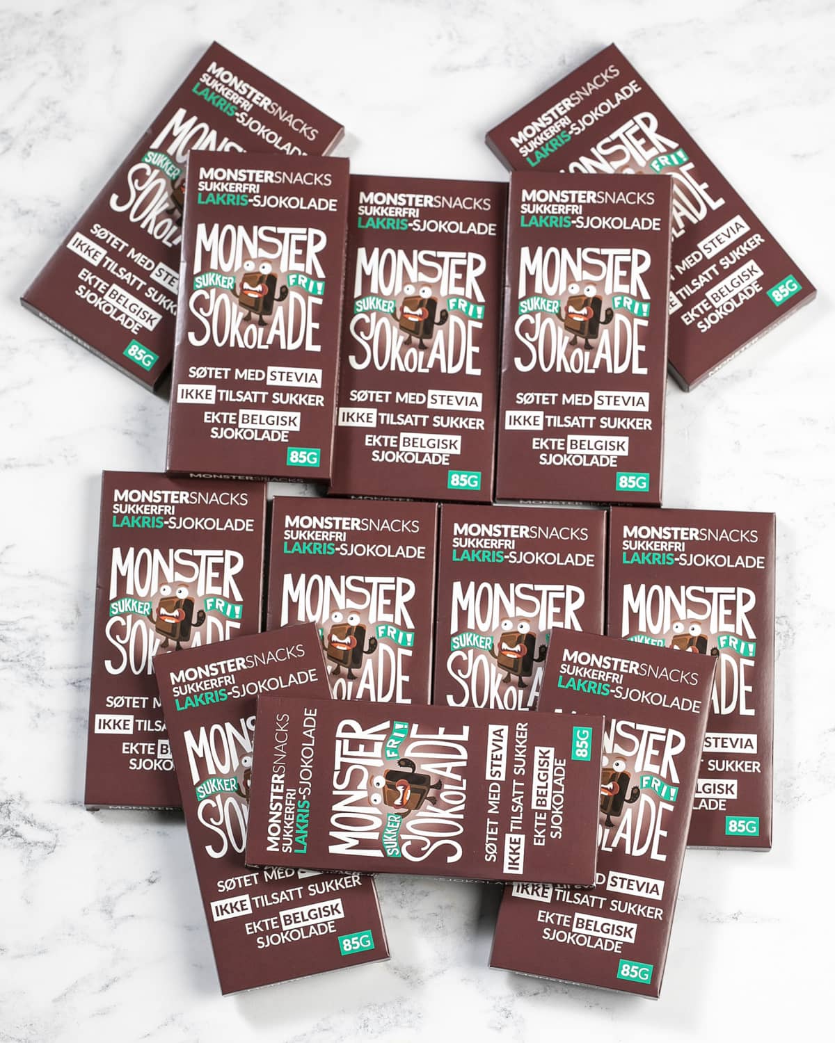 Monster Sukkerfri Belgisk Stevia Melkesjokolade - Lakris - PAKKETILBUD 12x85g - DATODEAL!