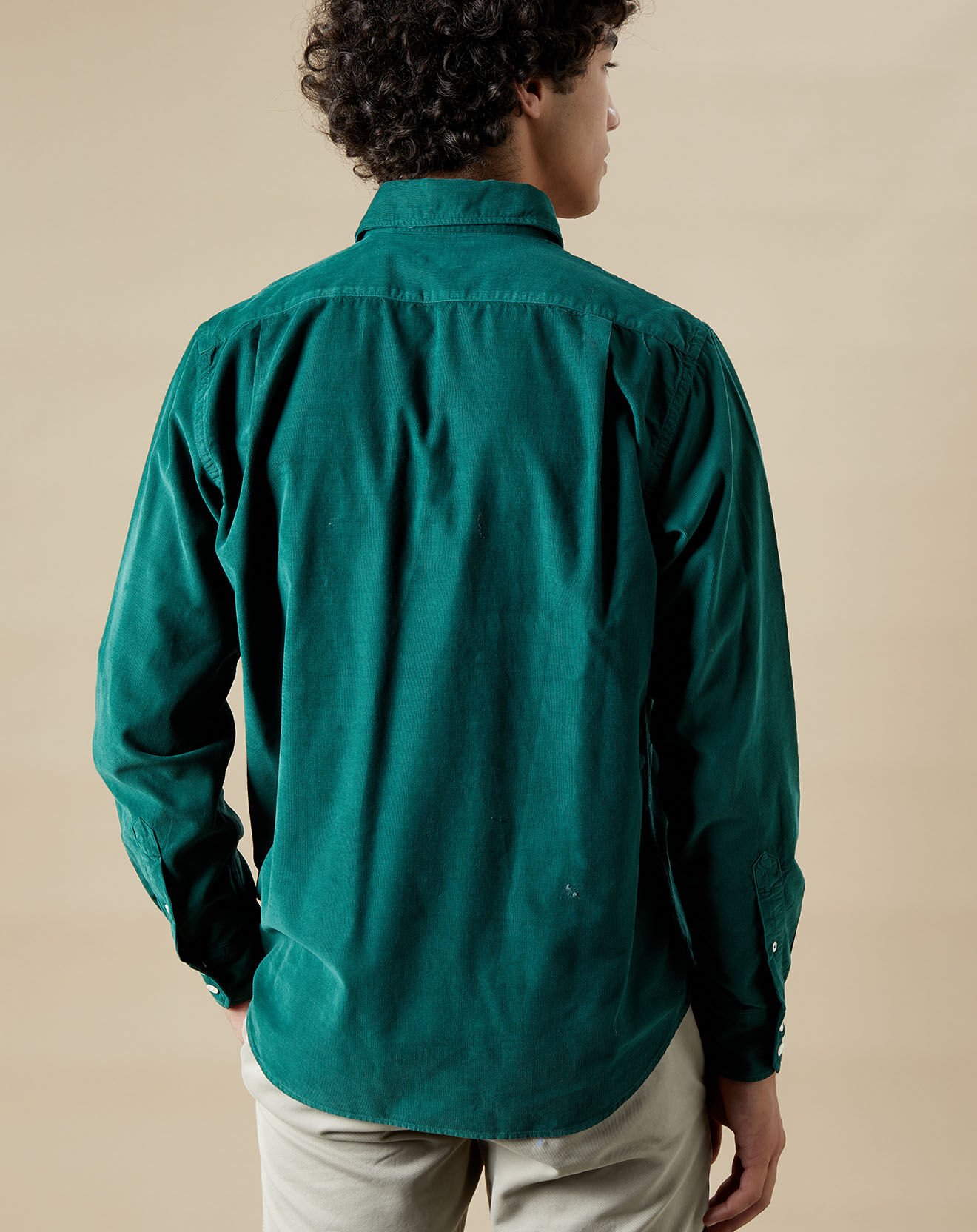 Hartford Chemise en Velours Milleraies regular Paul Pat verte
