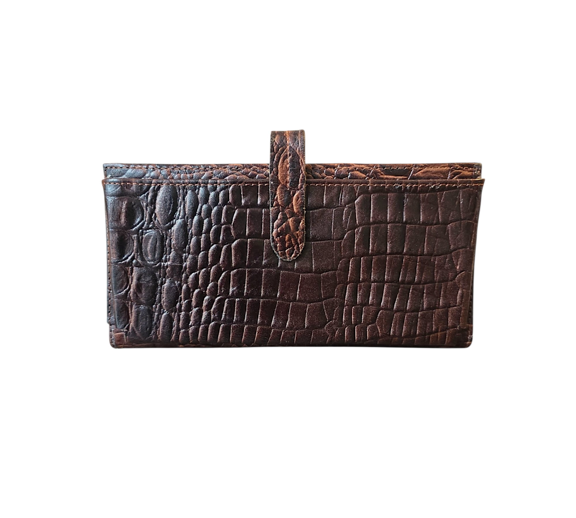 Dames portemonnee van rundleer met telefoonvak – croco print