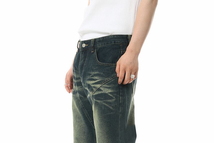 FAERIS - Mid Rise Washed Flared Jeans