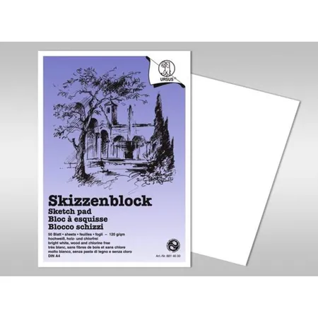 URSUS Skizzenblock A4, 120 g/qm, 50 Blatt, weiß