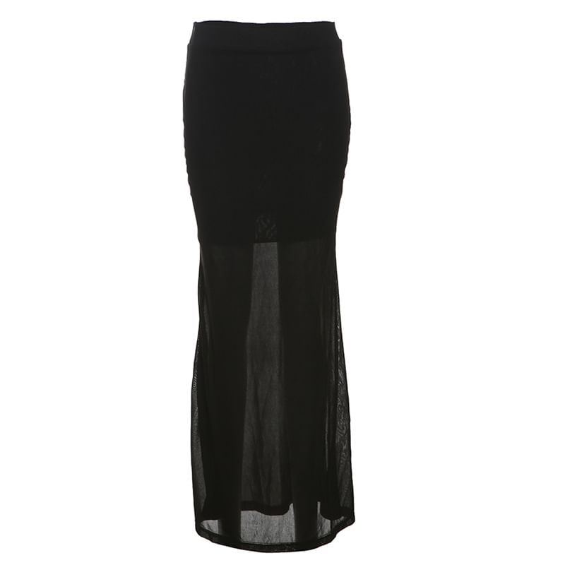 Sugarcoat - Effen geknoopte tubetop / Maxi-kokerrok met hoge taille