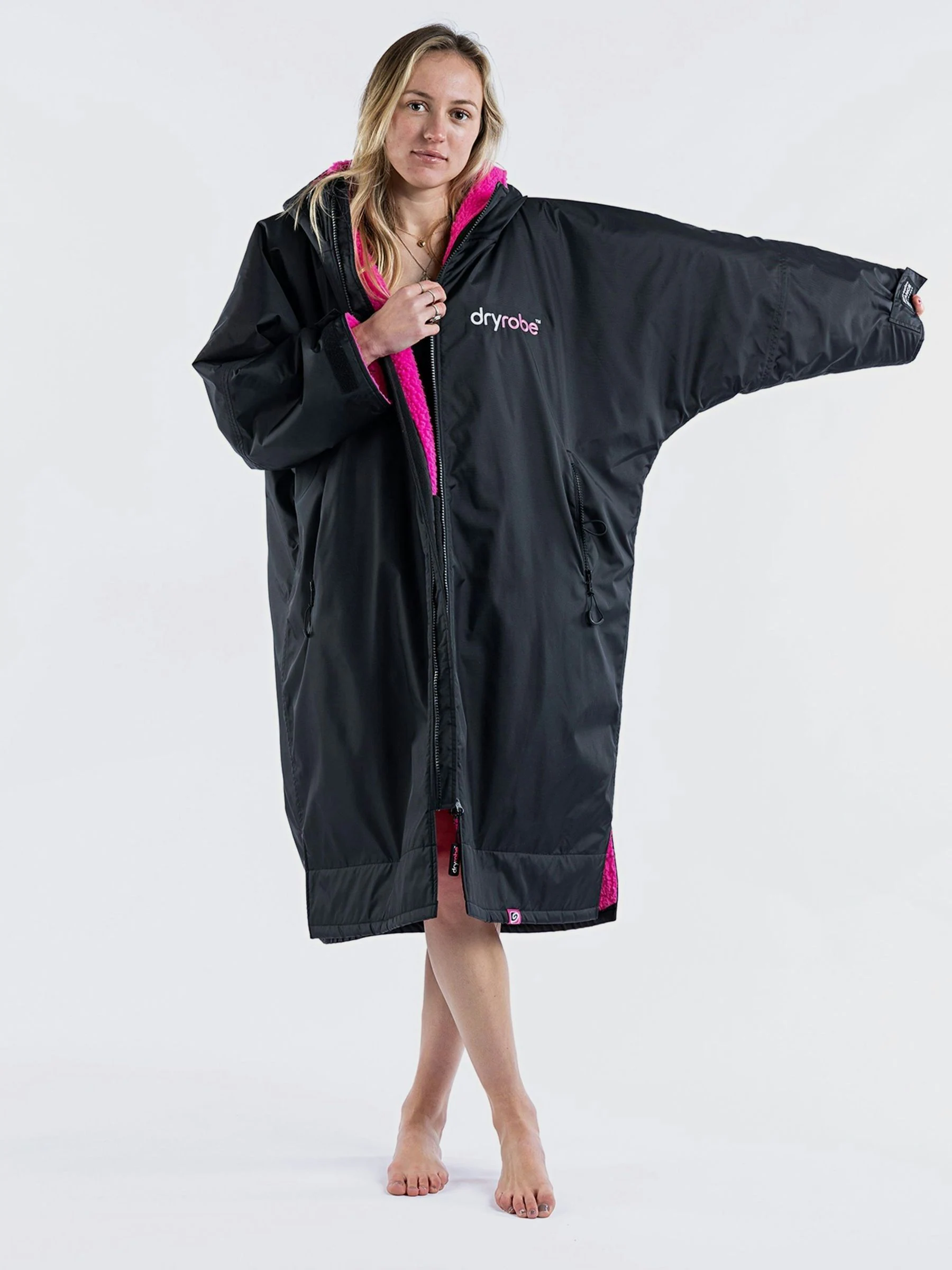 Zwart/roze - dryrobe Advance Adult Long Sleeve Changing Coats