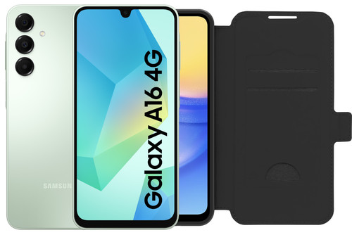 Samsung Galaxy A16 128GB Groen 4G + BlueBuilt Book Case Zwart