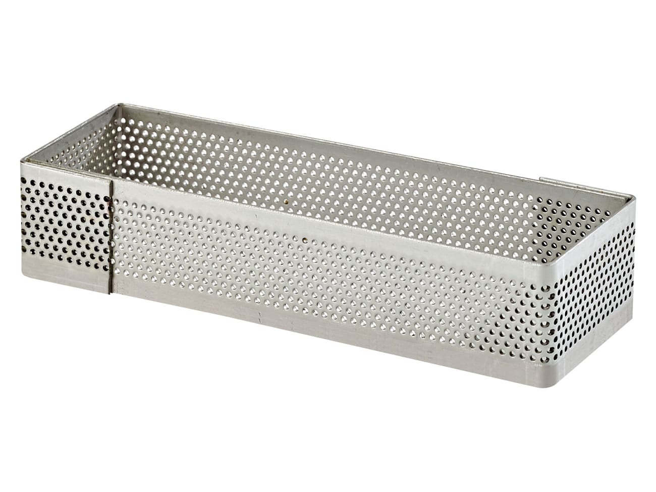 Rectangle à tarte perforé inox - Bord droit - 12 x 4 cm - Mallard Ferrière