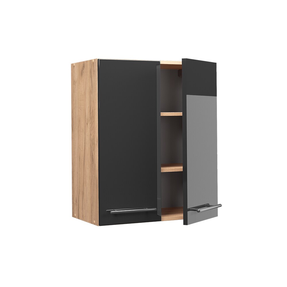 Vicco Hängeschrank Küchenschrank Küchenmöbel Fame-Line Eiche Anthrazit modern 60 cm Küche Einbauküche Hängeschrank Drehtür Einlegeboden Küchenzeile Hochglanz