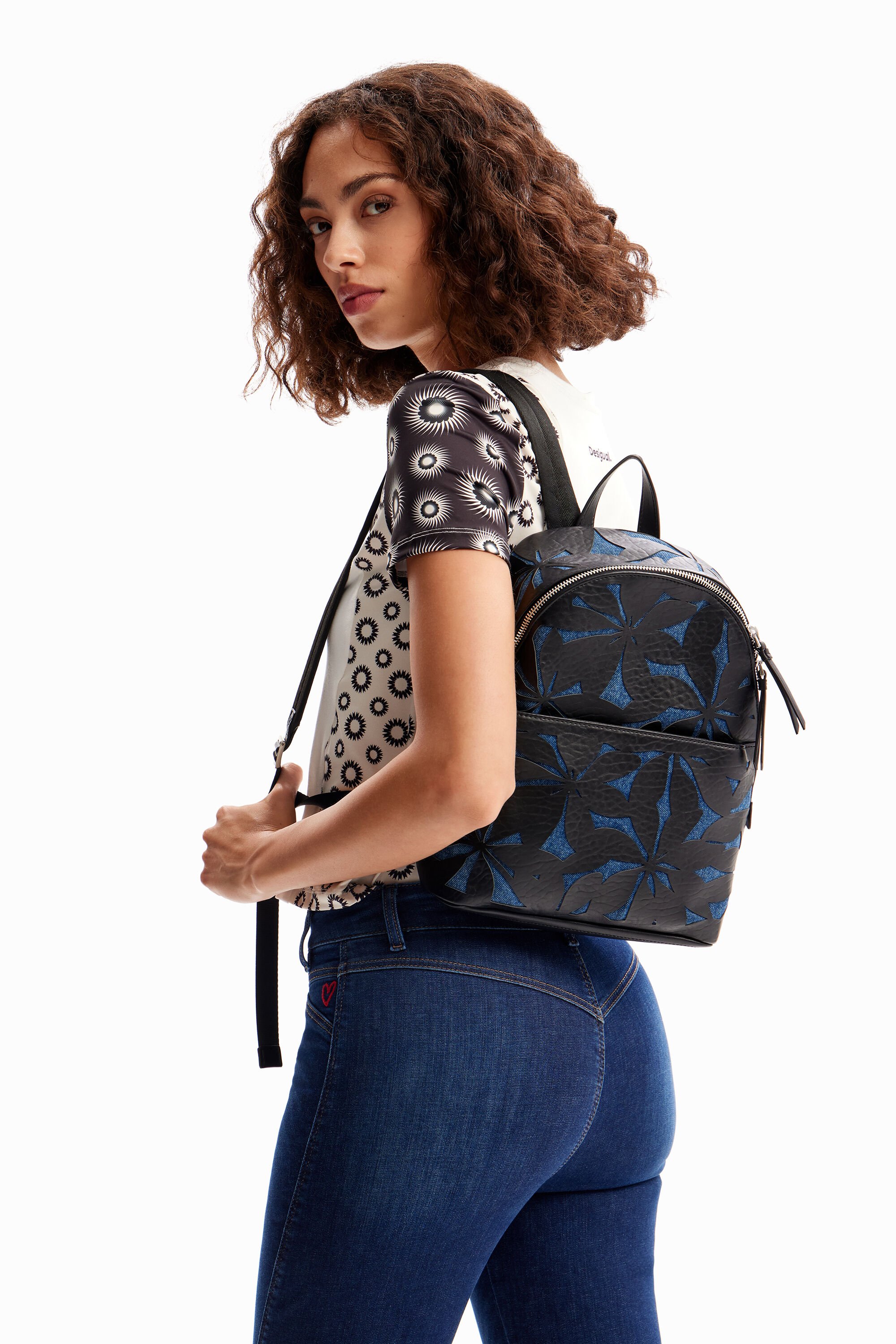 Petit sac à dos fleurs estampées