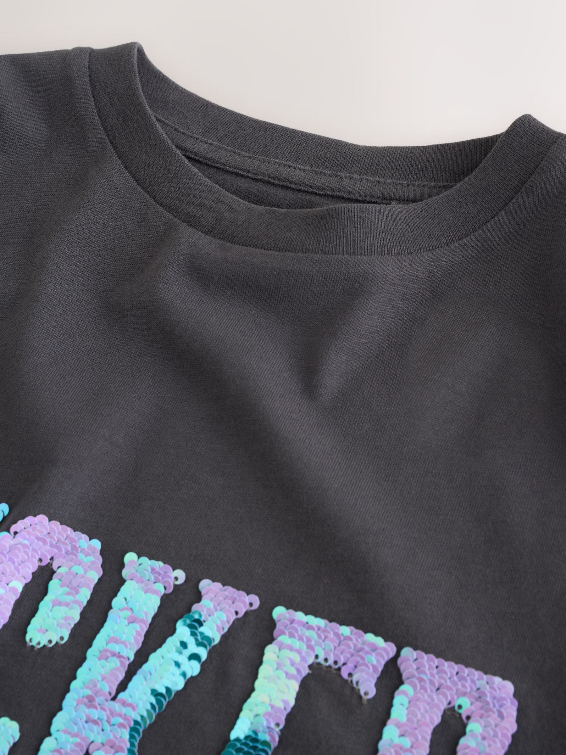 Antraciet - Wicked oversized T-shirt met print (3-16jr)