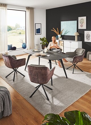 CASAVANTI Esstisch MAILAND 180 x 90 cm grau/schwarz