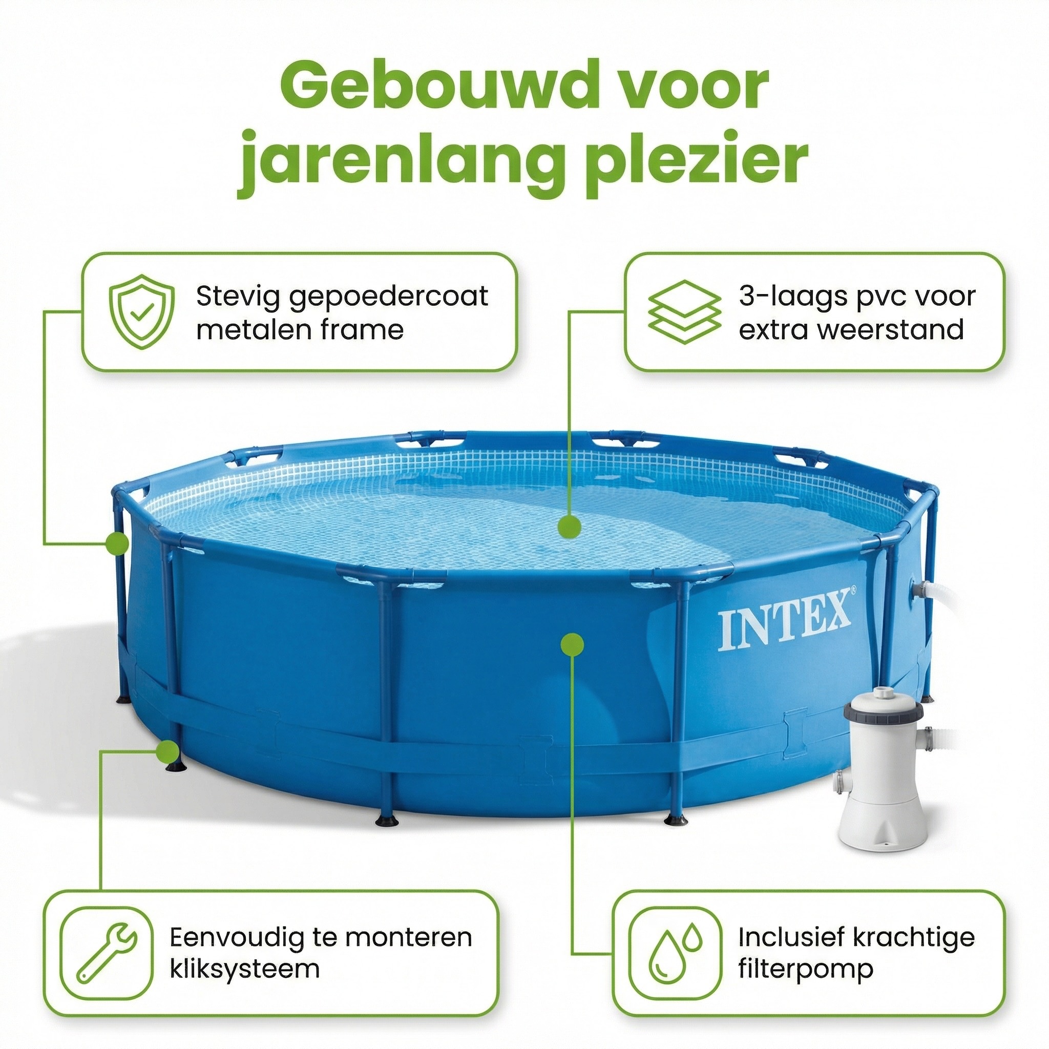 Intex metal frame 305x76cm zwembad – 3-delig