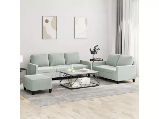 Ensemble de canapés 3 pièces avec coussins Gris clair Velours