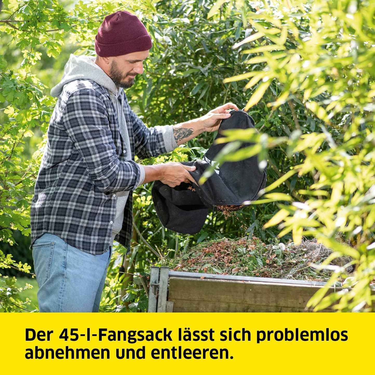Kärcher 18 V Akku-Laubbläser und -sauger BLV 18-200 Battery Set, inkl. 18 V/2,5 Ah Akku und Schnellladegerät, mit Mulchfunktion, Luftgeschwindigkeit: 200 km/h, Fangsackvolumen: 45 l, Gewicht: 3,5 kg