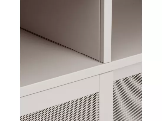 Kiso - Vaisselier 4 portes, 2 niches en métal H180cm - Grège