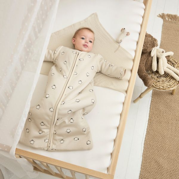 Meyco Baby Slaapzak Met Afritsbare Mouwen Penguin Soft Sand