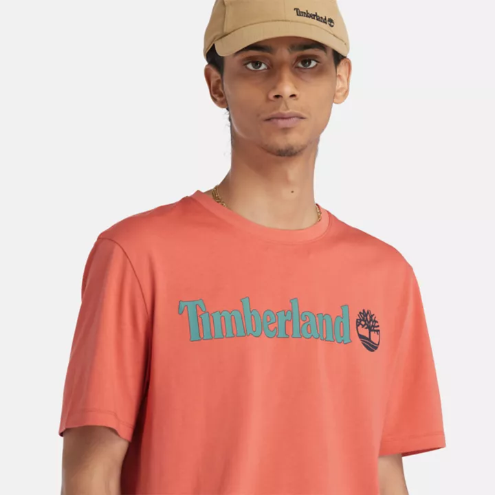 T-shirt à logo linéaire pour homme en orange clair