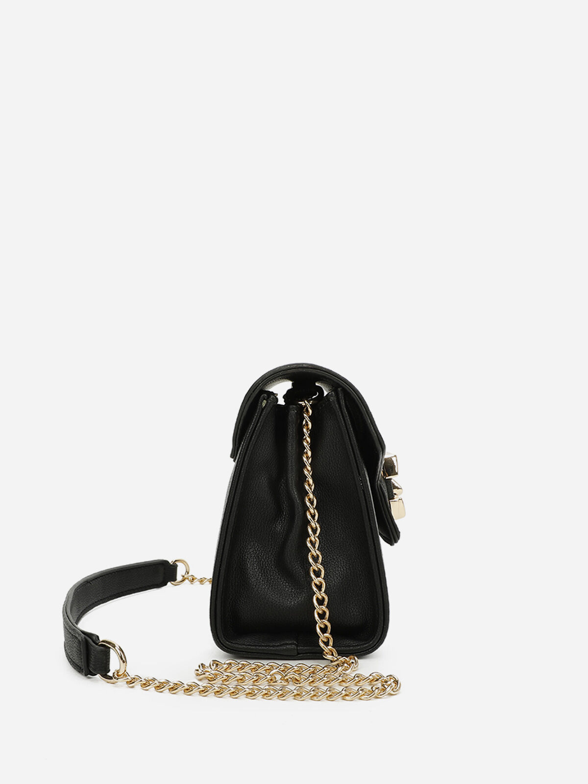 Sac bandoulière à boucle dorée- Noir