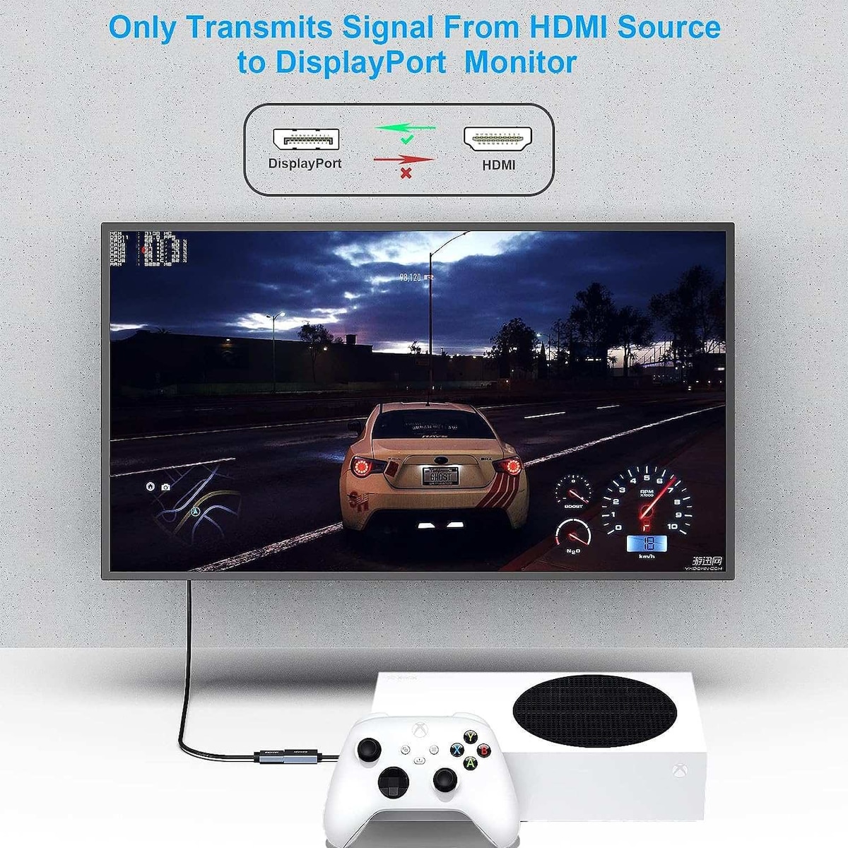 NÖRDIC HDMI til Displayport-adapter 50cm 4K60Hz 18Gbps