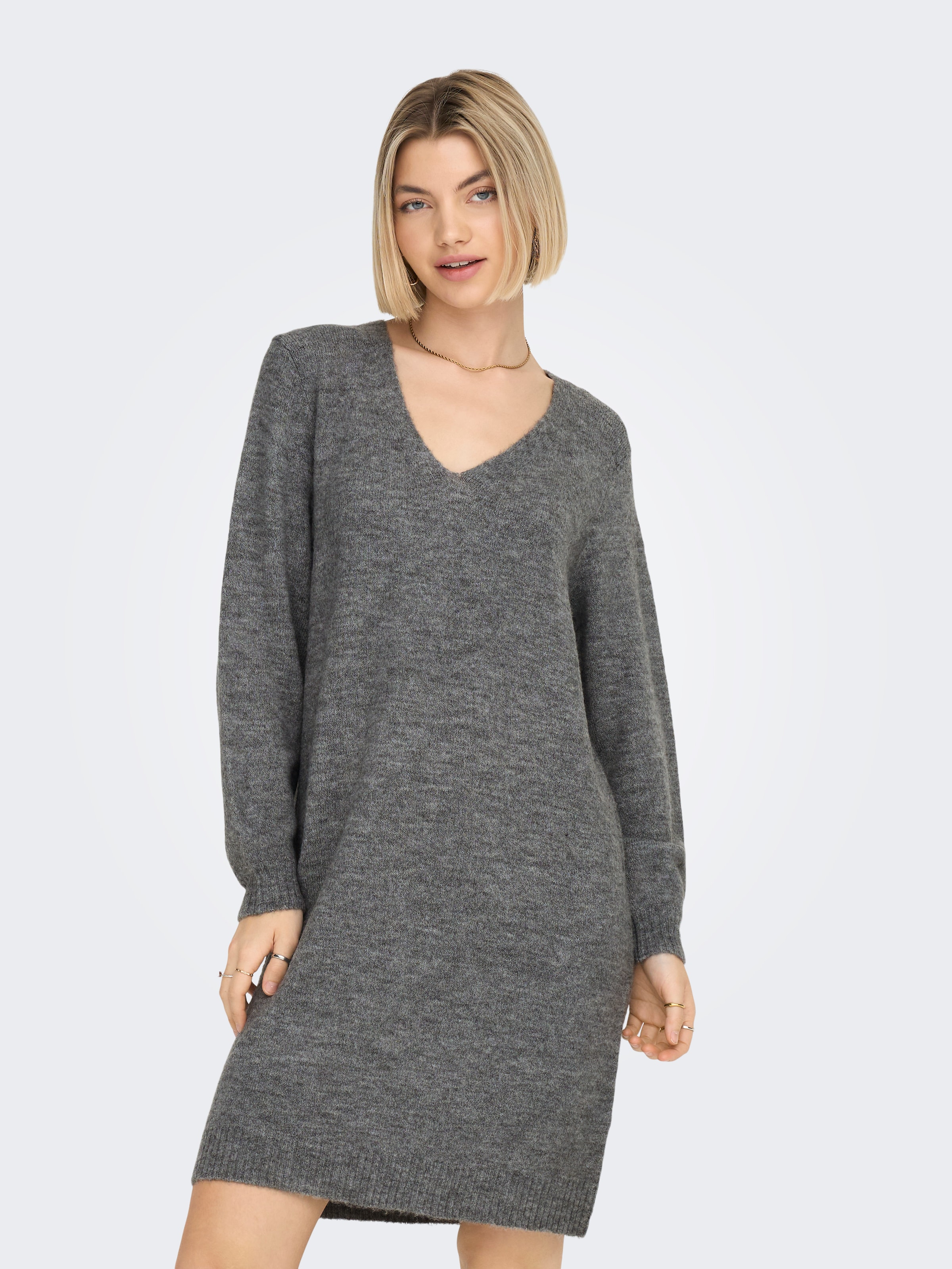 JDY Strickkleid »JDYELANORA L/S V-NECK DRESS KNT NOOS«