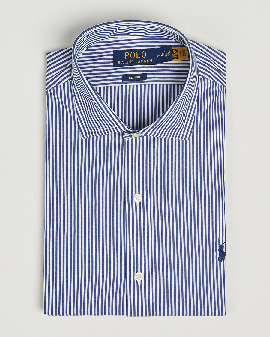 Polo Ralph Lauren Slim Fit Stripe Dress Shirt Royal/White