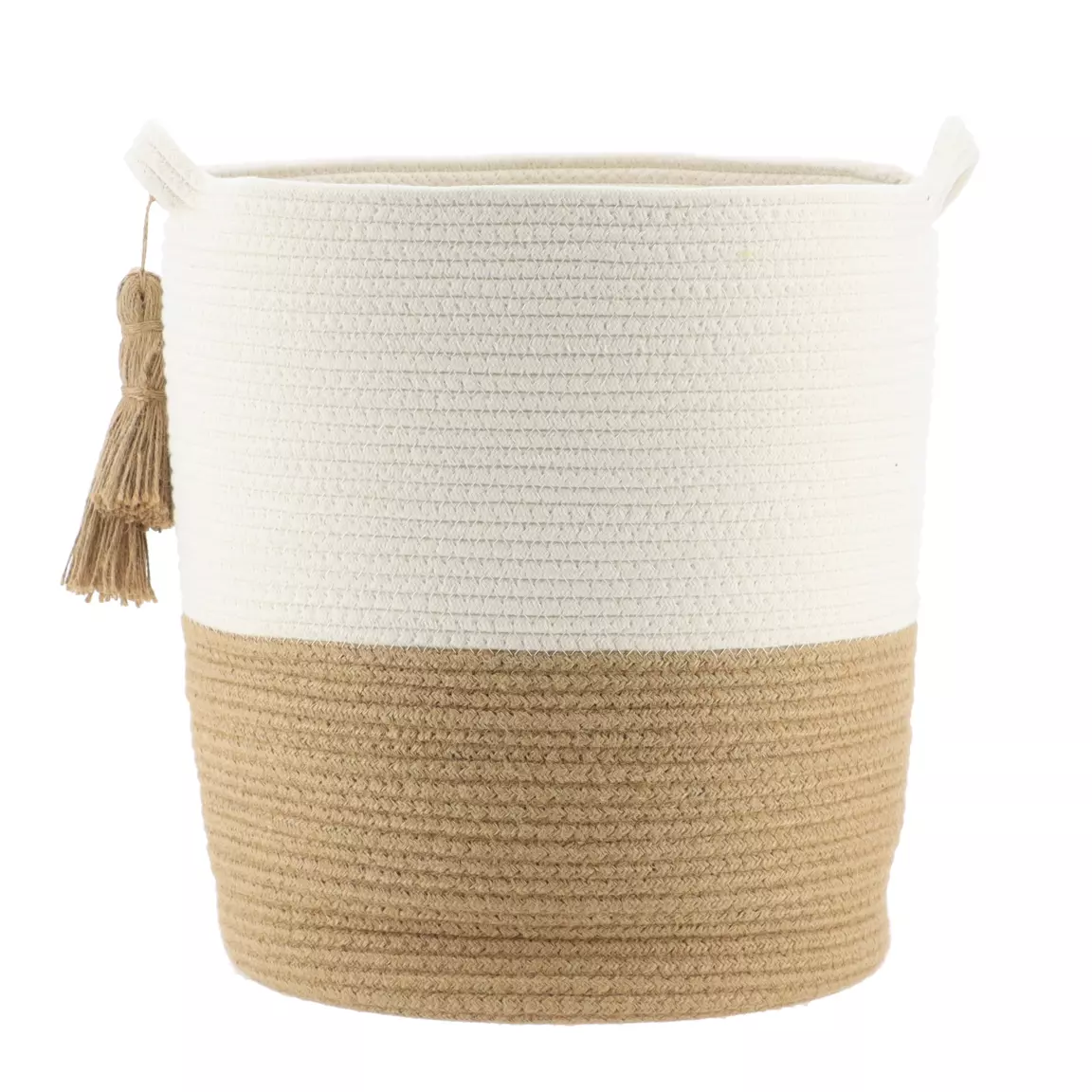 Lot de 3 paniers à linge (H47 cm) Pompons Camel