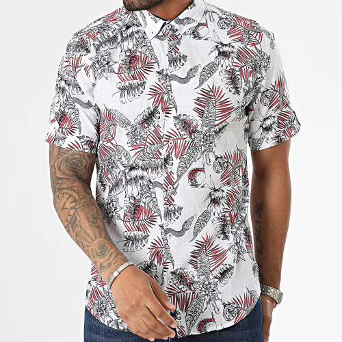 Chemise Manches Courtes Floral Blanc
