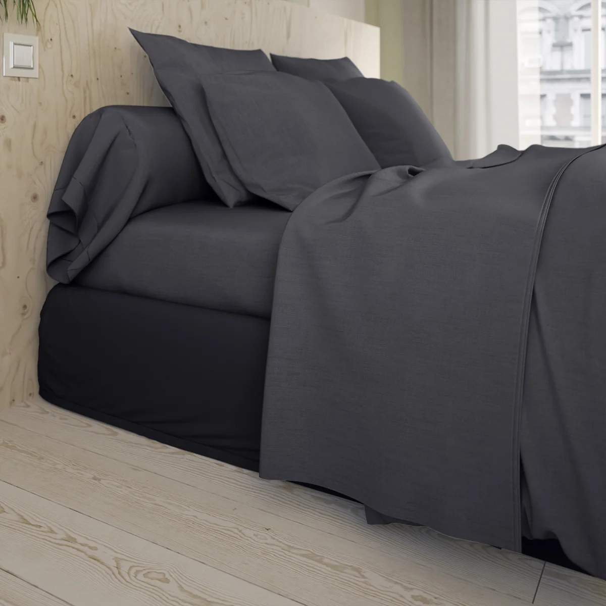 Taie de traversin Studio Coton Carbone