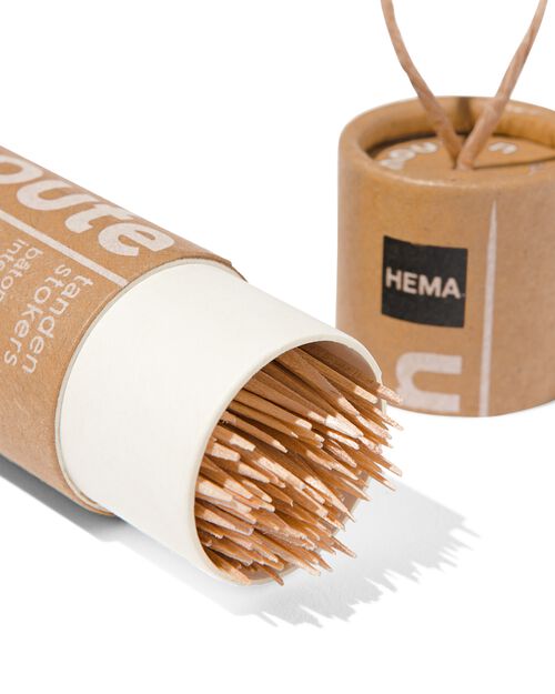 120 cure-dents en bois extra fins dans des cylindres.