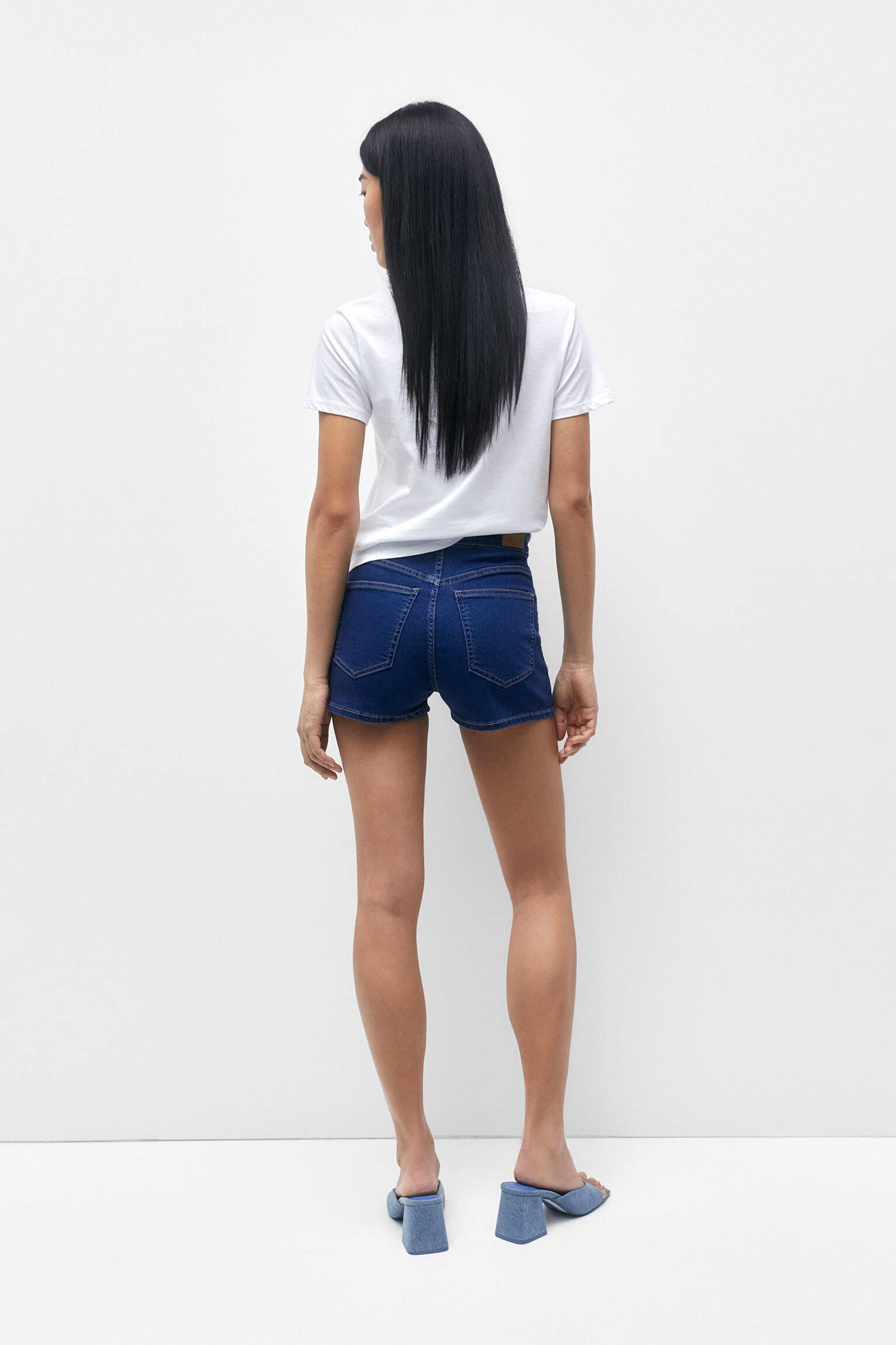 Shorts jegging de cintura alta - azul escuro