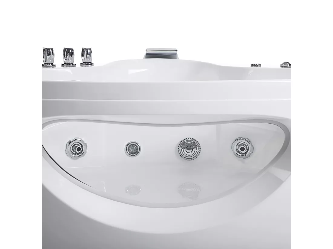 Baignoire d'angle blanche 190 x 138 cm avec LED TOCOA
