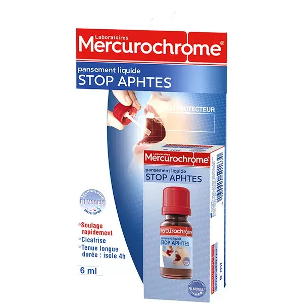 Adesivo líquido de mercurocromo para aftas, 6 ml