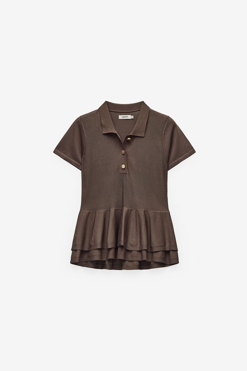 POLO EM MALHA COM PEPLUM