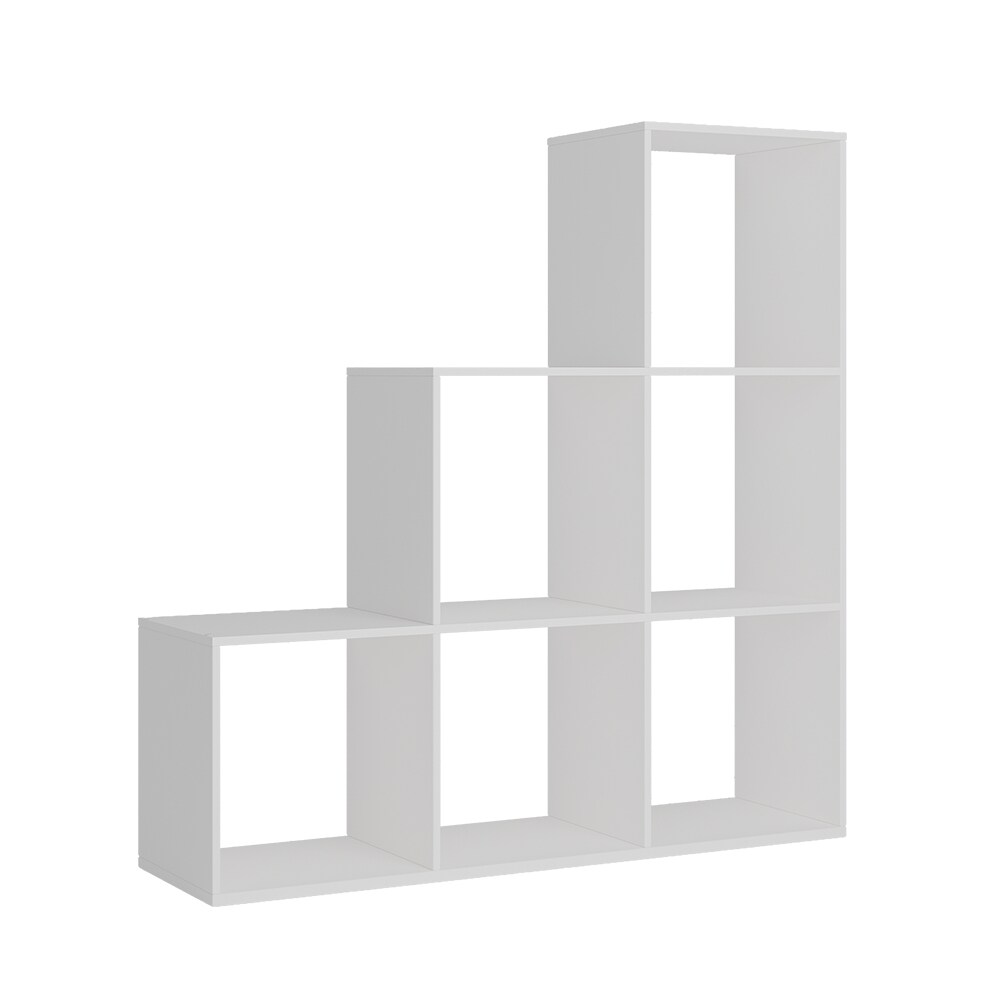 Oskar-Store Treppenregal Theresa Weiß, 104 x 108 cm, Standregal weiß mit 6 Fächer
