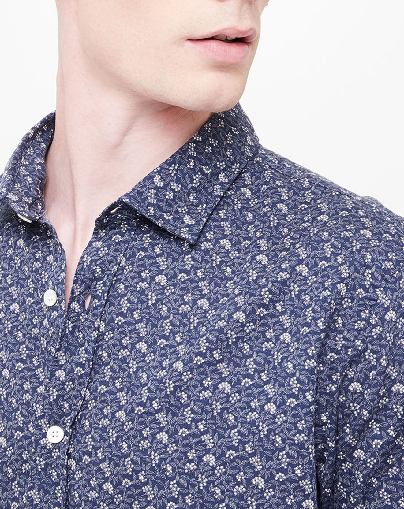 Hartford Chemise Slim Sammy imprimée fleurie bleu/blanc