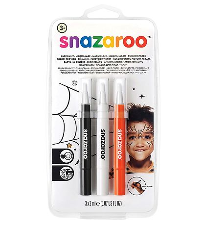 Snazaroo Kinderschminke - Pinselfarbe - 3 st. - Schwarz/Weiß/Rot