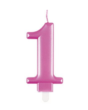 1 Jaar Kaars Roze 12cm