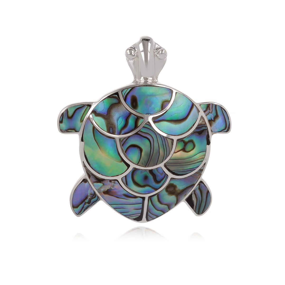 Pendentif Tortue Nacre Abalone Sertie Argent 925