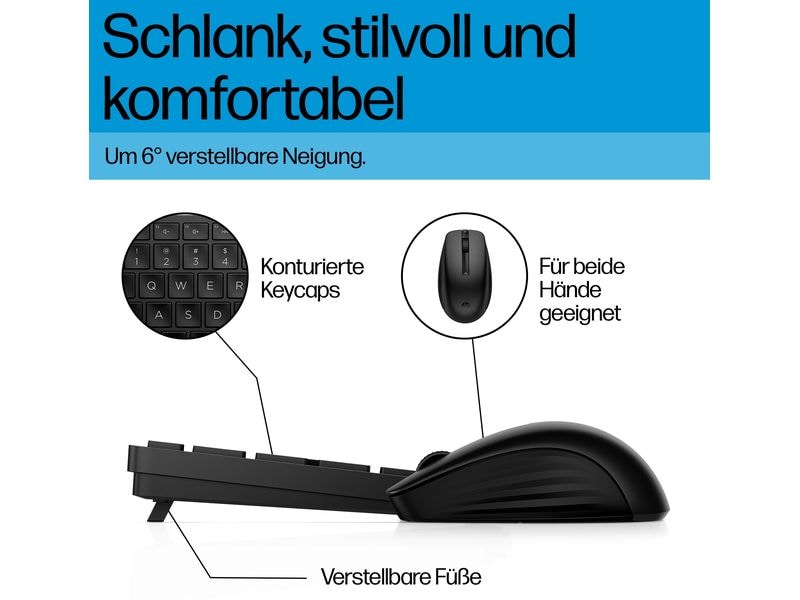 HP Tastatur-Maus-Set 655MK Tastatur-Maus-Kombination mit praezisem Tracking und anpassbaren Tasten