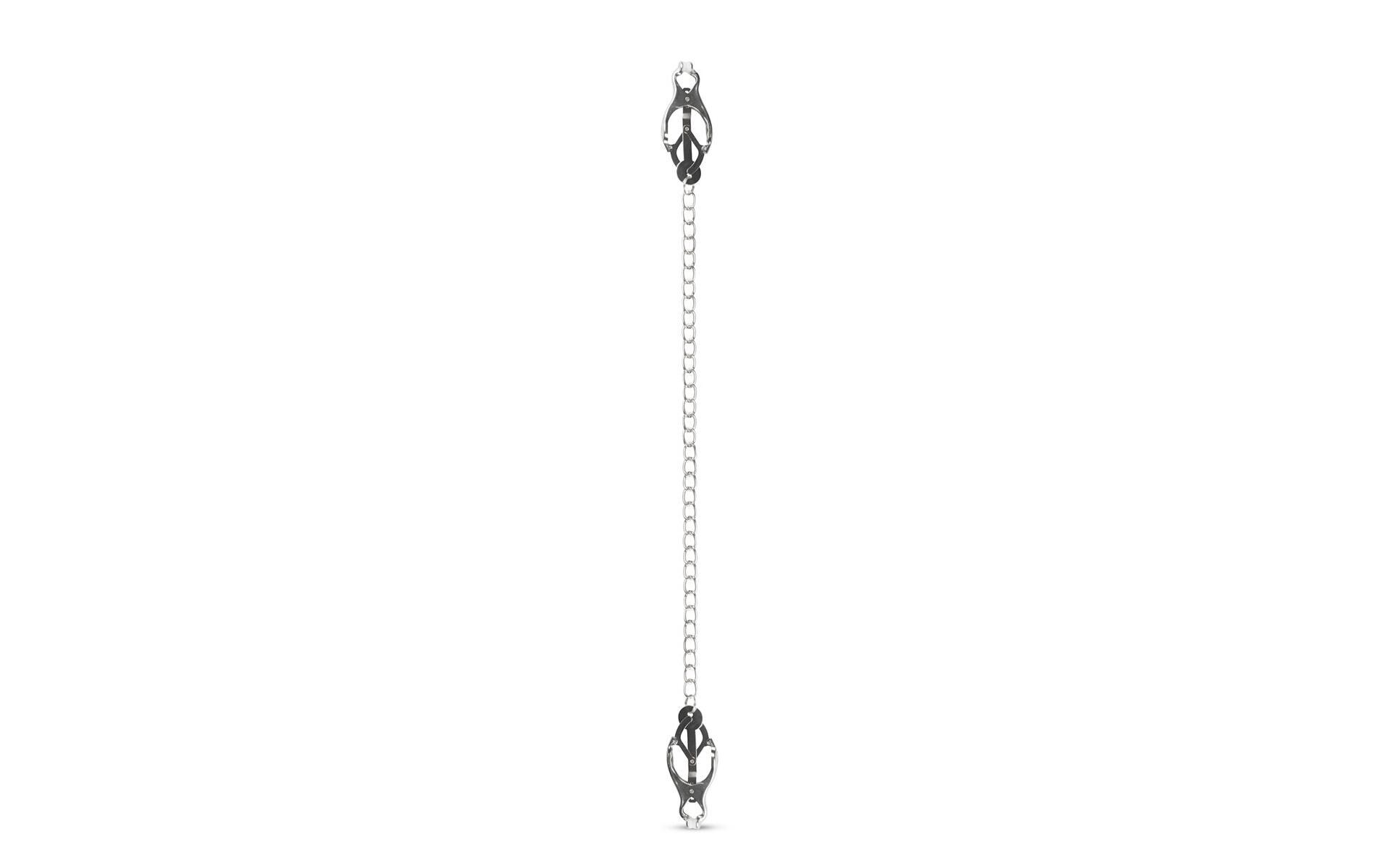 Japanische Kleeklammern mit Kette SilberMetallklemmen für die Nippel für erotische Bondage-Spiele