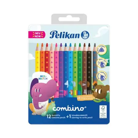 Pelikan Combino Set 12 Buntstifte + 1 Bleistift, im Metalletui