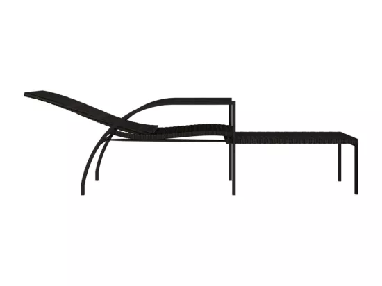 Chaise longue avec repose-pied Résine tressée Marron