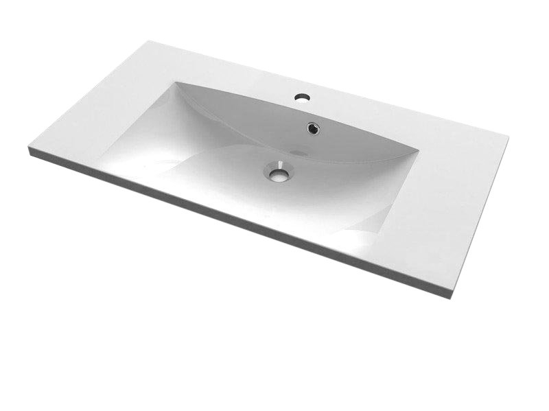 Sapho Maria mineraal marmer wastafel 90x46cm wit 1 kraangat