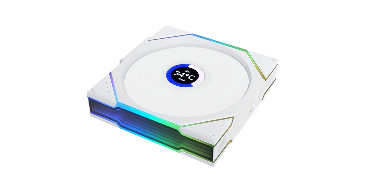 Lian LiUNI FAN TL 120 LCD Wireless Reverse Blade RGB case fan  (Wit, 120 x 124 x 28 mm, PWM, 1x 9-pin USB)