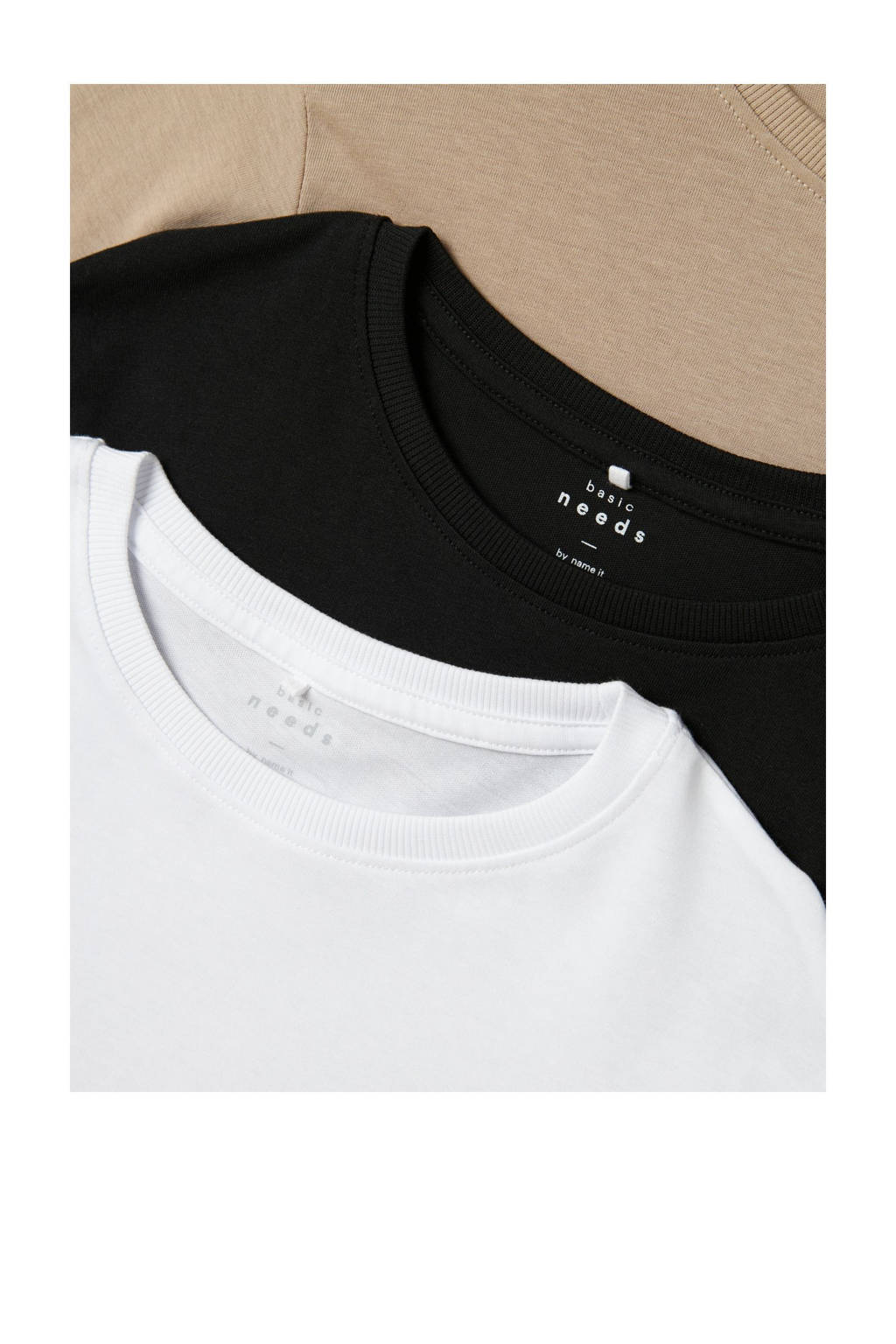 NAME IT longsleeve NKMVOBBO- set van 3 wit/beige/zwart