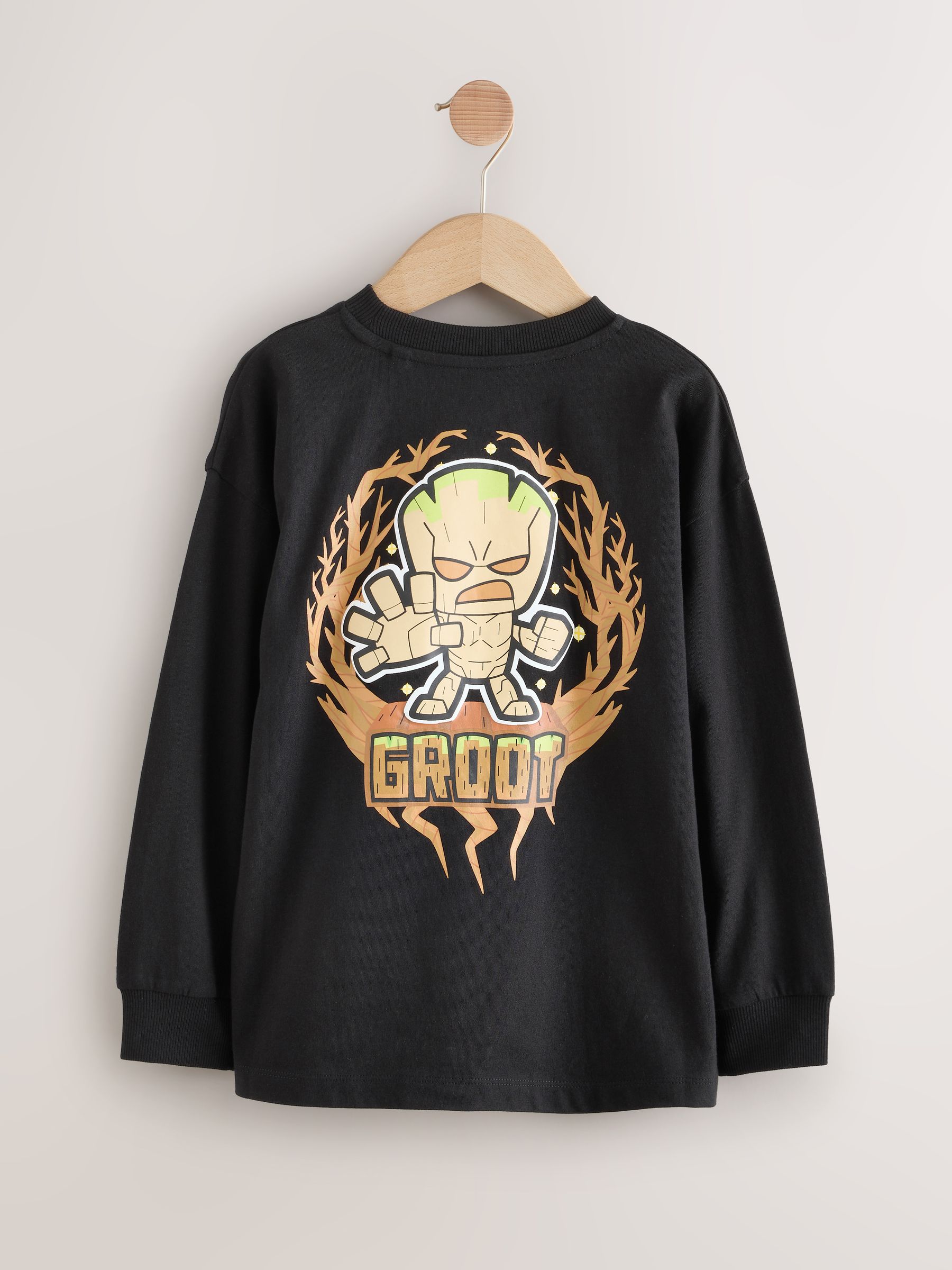 Zwart - Guardians of the Galaxy Groot T-shirt met lange mouwen (3-16jaar)