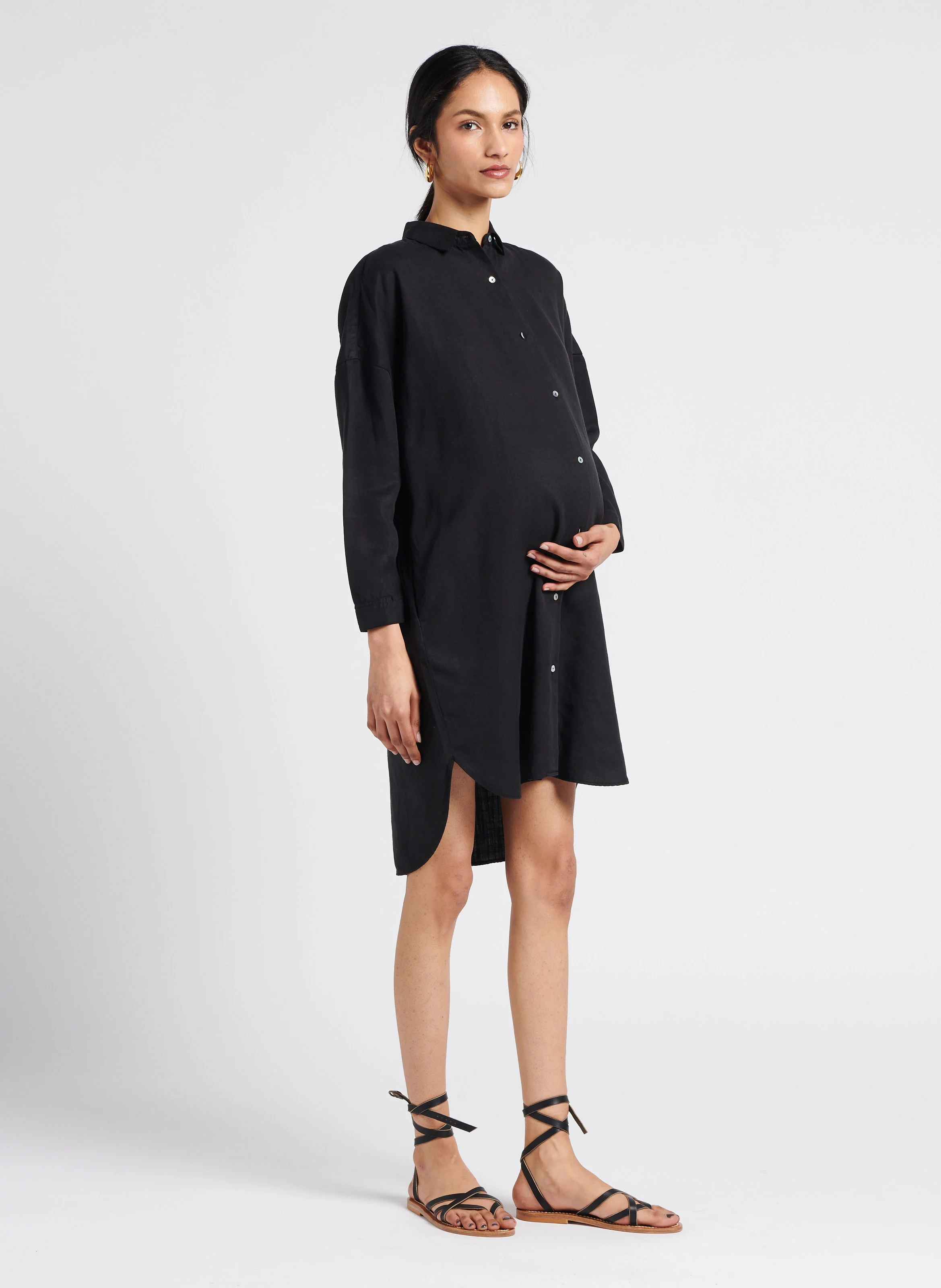 COLETTE - Robe chemise de maternité | Noir