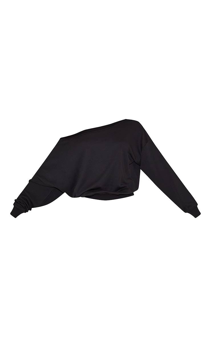 Noir Sweat-shirt Surdimensionné À Épaule Dénudée