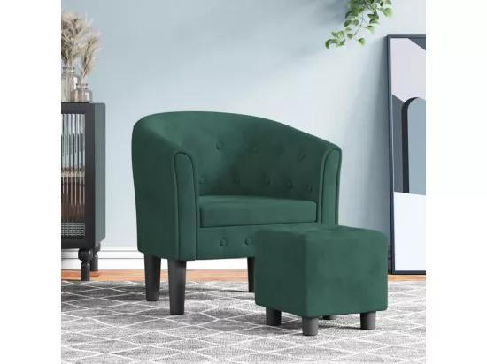 Fauteuil cabriolet avec repose-pied vert foncé velours