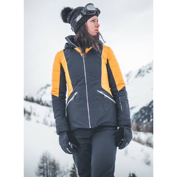 Veste de ski DEGRÉ7 DEGRÉ 7 ARAVIS SKI JACKET MECH STRETCH PRIMALOFT BLACK ECO GOLD 19 GOLD