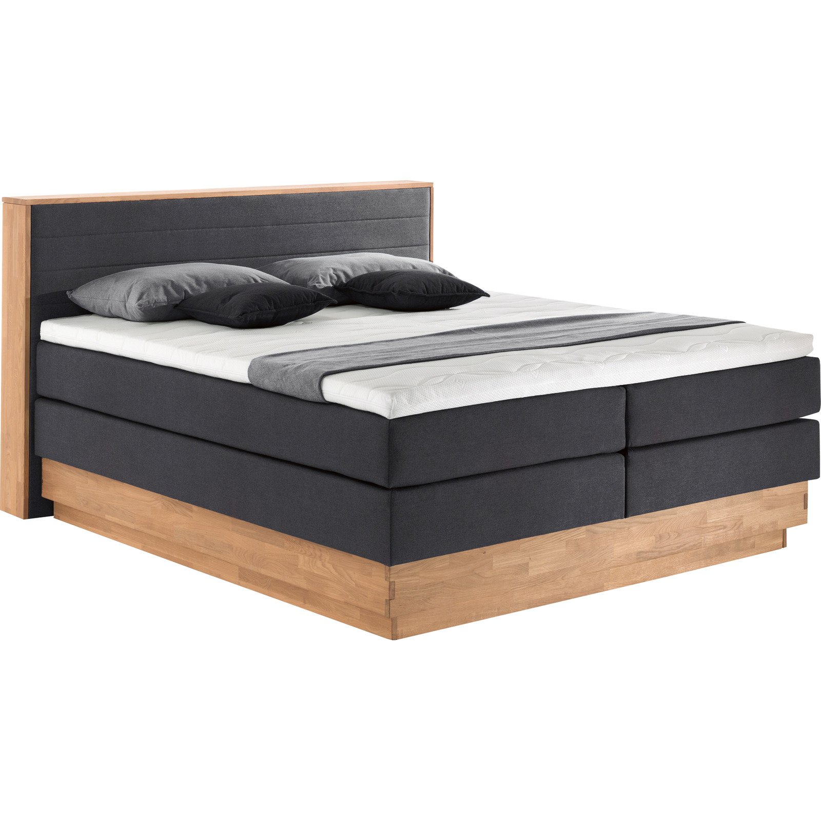 Boxspringbett Mila Eiche Massiv 160 x 200 cm, schwarz